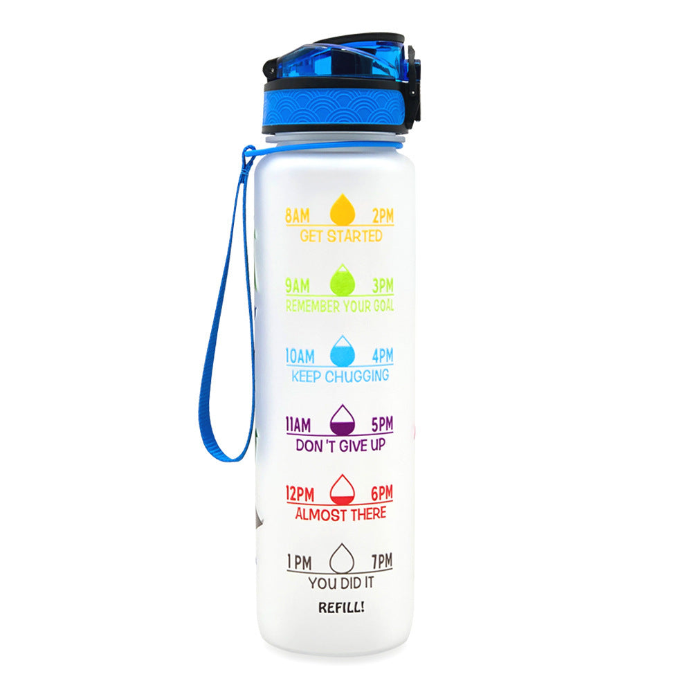 1L Tritan Water Bottle With Time Marker Bounce Cover Motivational Water Bottle Cycling Leakproof Cup For Sports Fitness Bottles - Tiff's Treasures