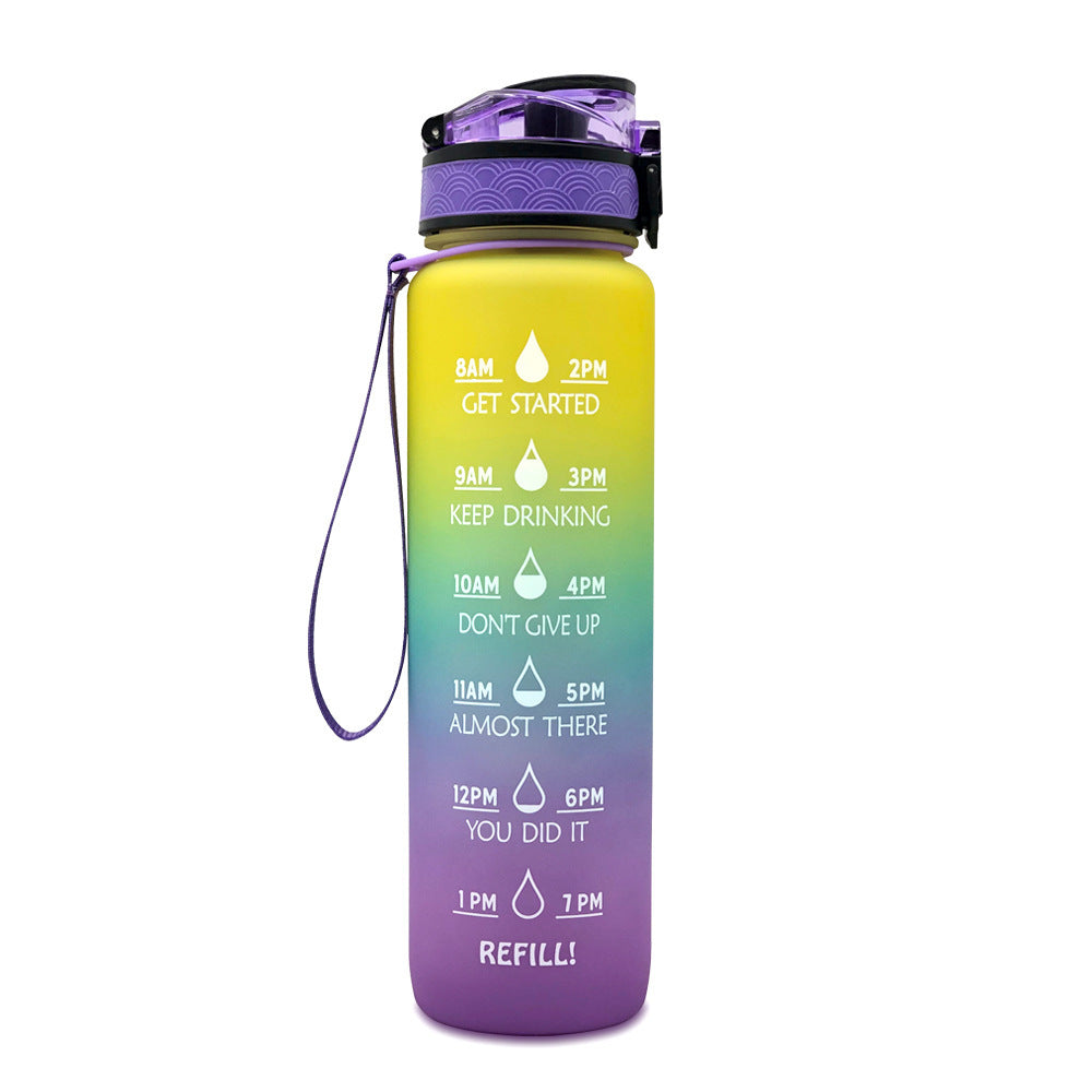 1L Tritan Water Bottle With Time Marker Bounce Cover Motivational Water Bottle Cycling Leakproof Cup For Sports Fitness Bottles - Tiff's Treasures