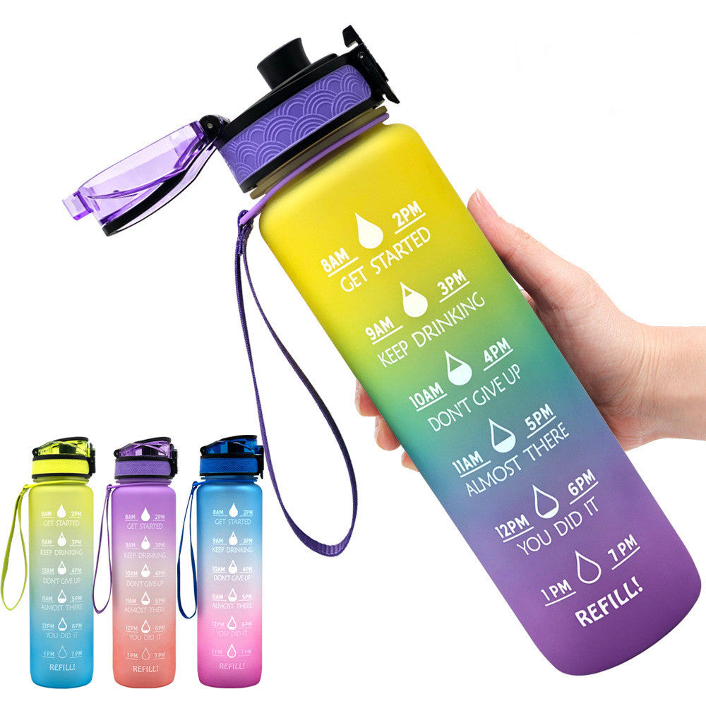 1L Tritan Water Bottle With Time Marker Bounce Cover Motivational Water Bottle Cycling Leakproof Cup For Sports Fitness Bottles - Tiff's Treasures