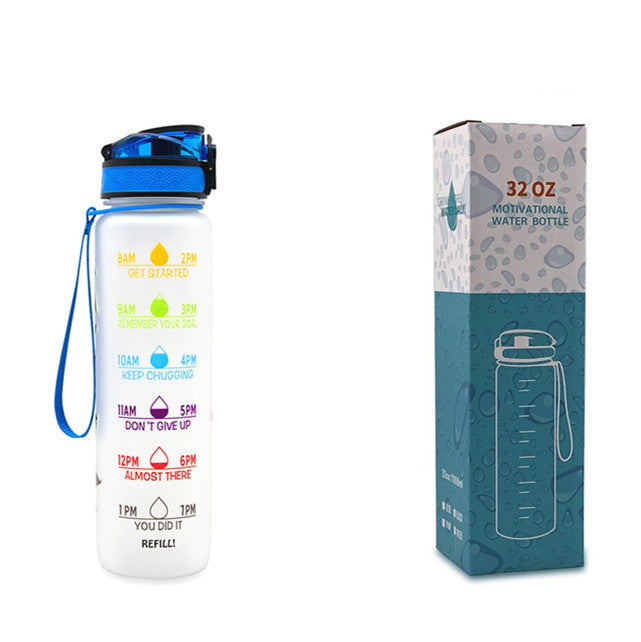 1L Tritan Water Bottle With Time Marker Bounce Cover Motivational Water Bottle Cycling Leakproof Cup For Sports Fitness Bottles - Tiff's Treasures
