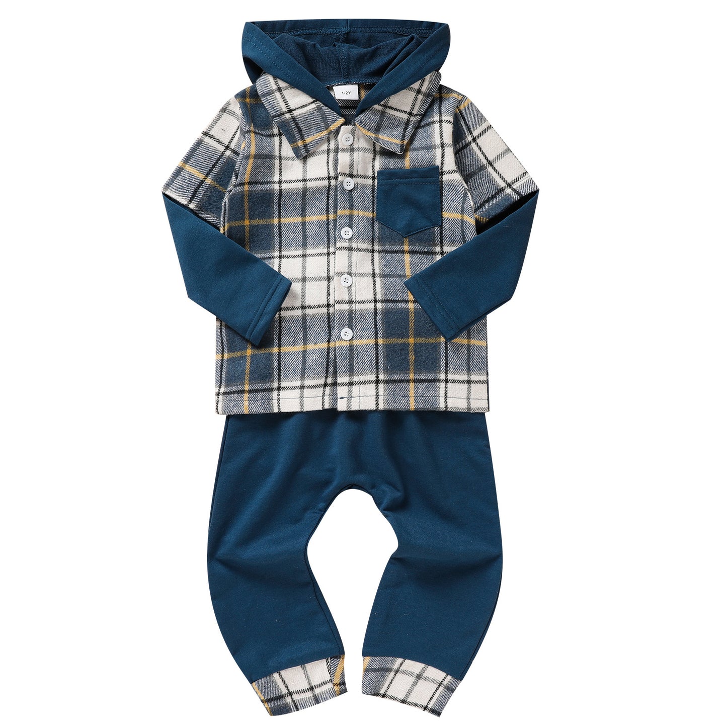 Toddler Baby Boy Clothes Plaid Long Sleeve Hoodie Sweatshirt & Pants 2pcs Boys Outfit Set - Tiff's Treasures