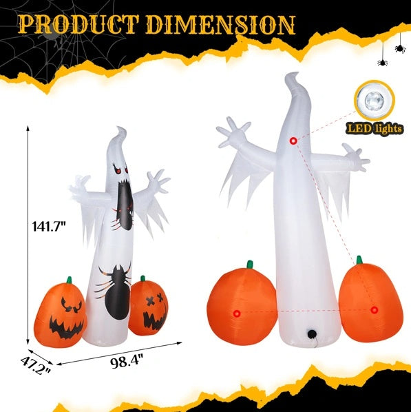 Ghost Spider Pumpkin 11.8 FT Halloween Inflatables Outdoor Decorations - Tiff's Treasures