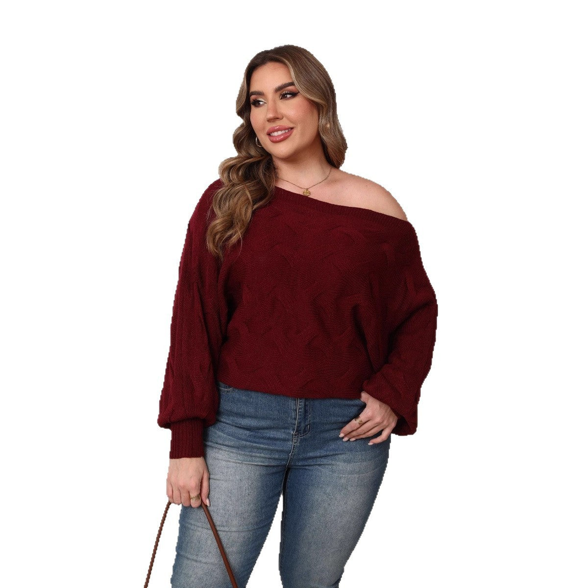 Plus Size Women's Sexy Off-shoulder Batwing Sleeve Loose Pullover - Tiff's Treasures