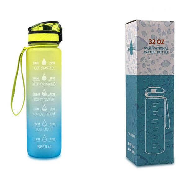 1L Tritan Water Bottle With Time Marker Bounce Cover Motivational Water Bottle Cycling Leakproof Cup For Sports Fitness Bottles - Tiff's Treasures