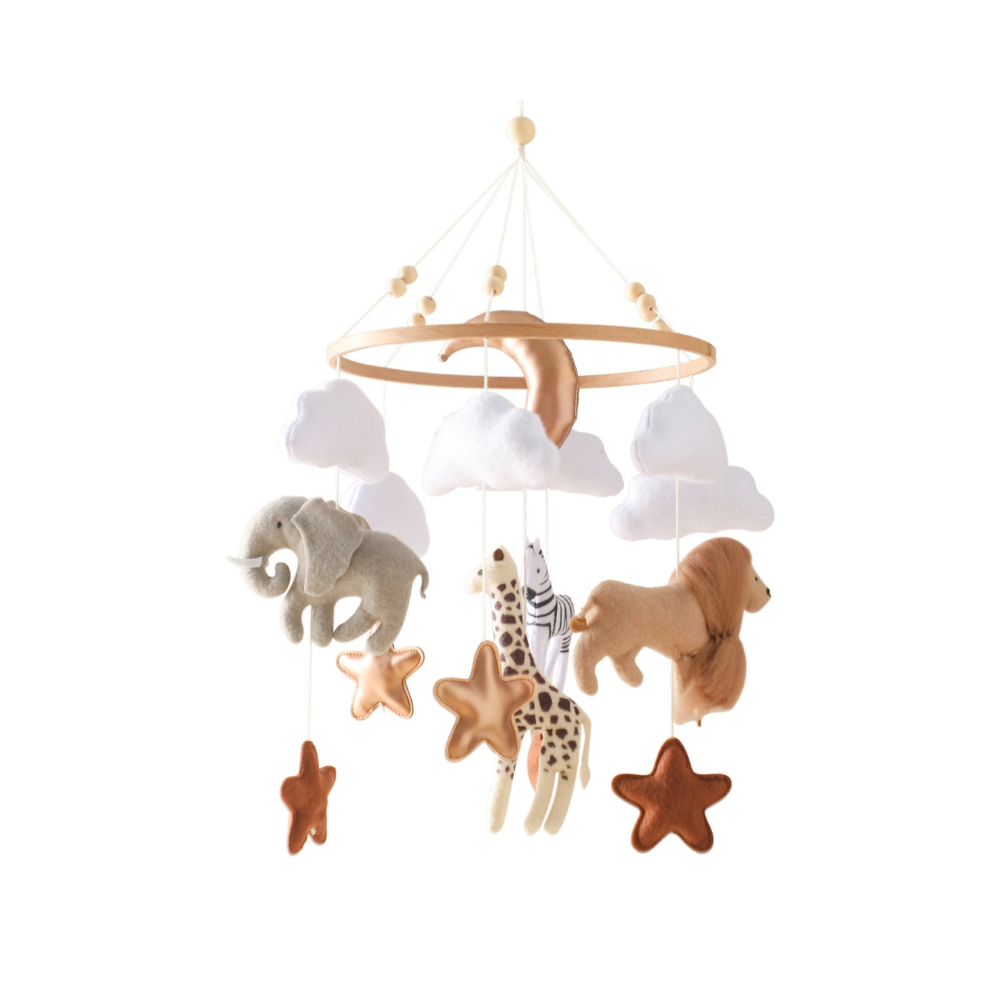 Room Hand-eye Coordination Decoration Wind Chimes Crib Felt Forest Animal Cloud Moon Bed Bell - Tiff's Treasures