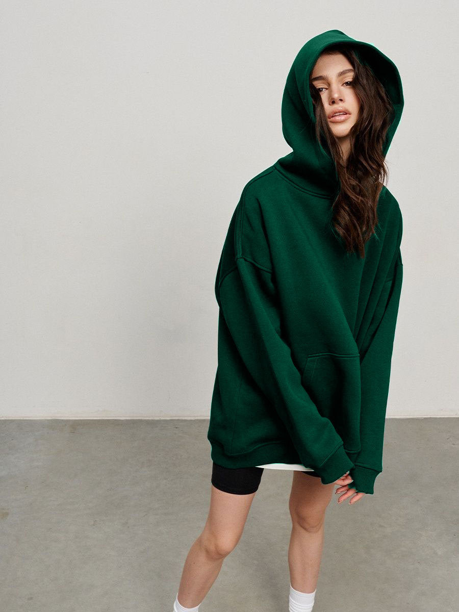 Street Boyfriend Style Polar Fleece Loose Pockets Hooded Sweater - Tiff's Treasures