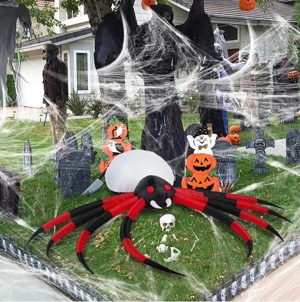 Inflatables Crawling Spider 11.8 FT Halloween Outdoor Decorations With Rotating LED Lights - Tiff's Treasures