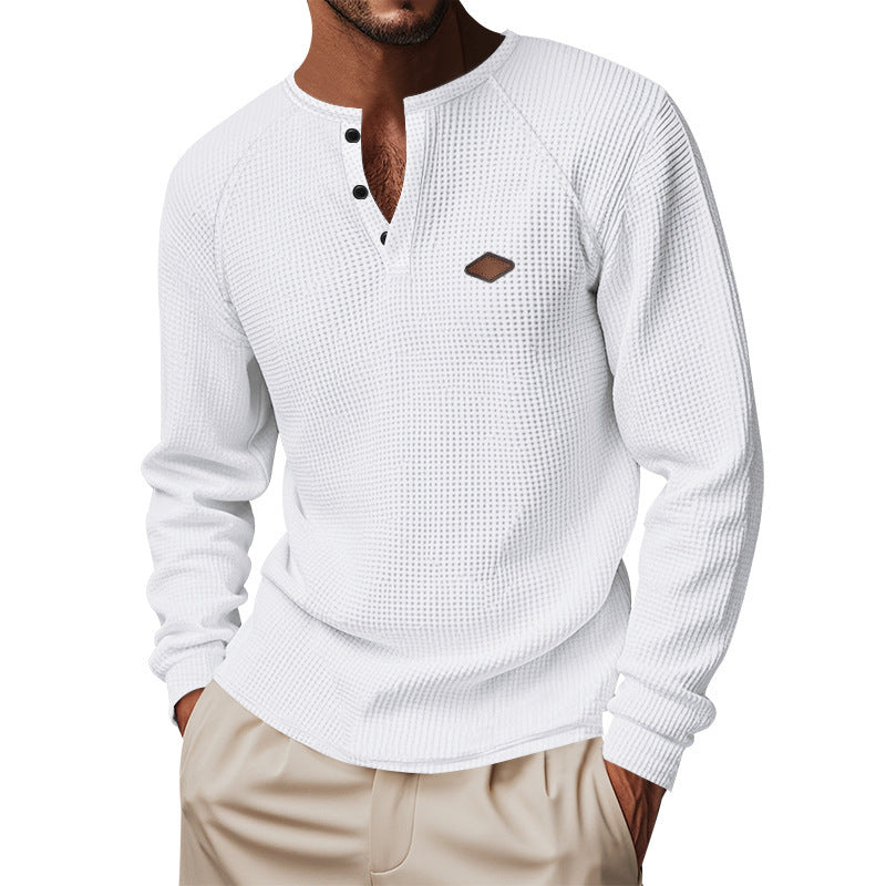 Waffle Buckle Quick-drying Raglan Henry Long Sleeve - Tiff's Treasures