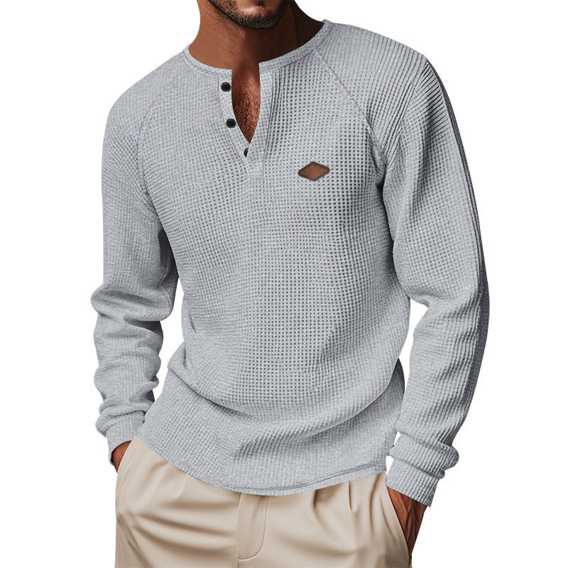 Waffle Buckle Quick-drying Raglan Henry Long Sleeve - Tiff's Treasures