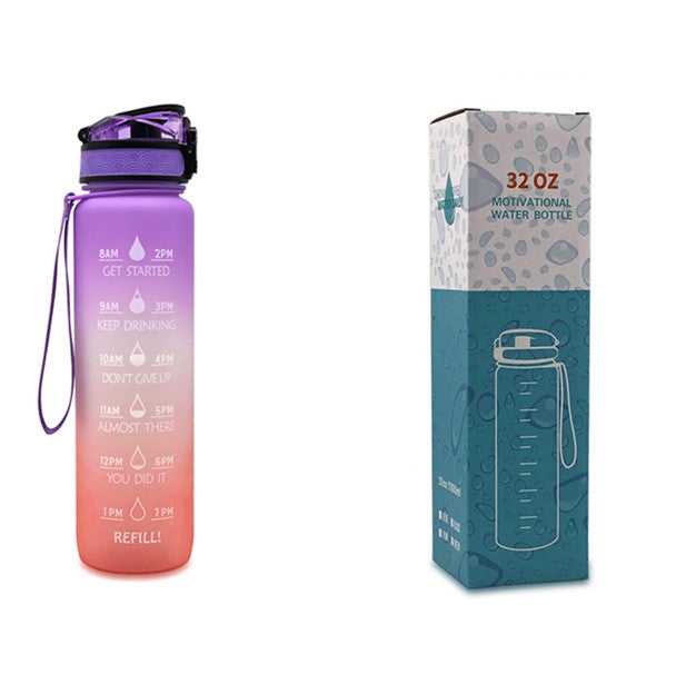 1L Tritan Water Bottle With Time Marker Bounce Cover Motivational Water Bottle Cycling Leakproof Cup For Sports Fitness Bottles - Tiff's Treasures