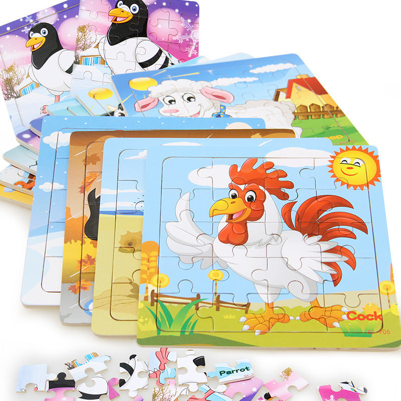 Children's poultry animal wooden puzzle - Tiff's Treasures