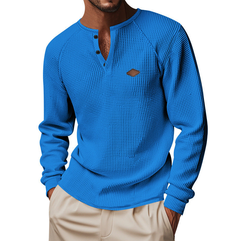 Waffle Buckle Quick-drying Raglan Henry Long Sleeve - Tiff's Treasures