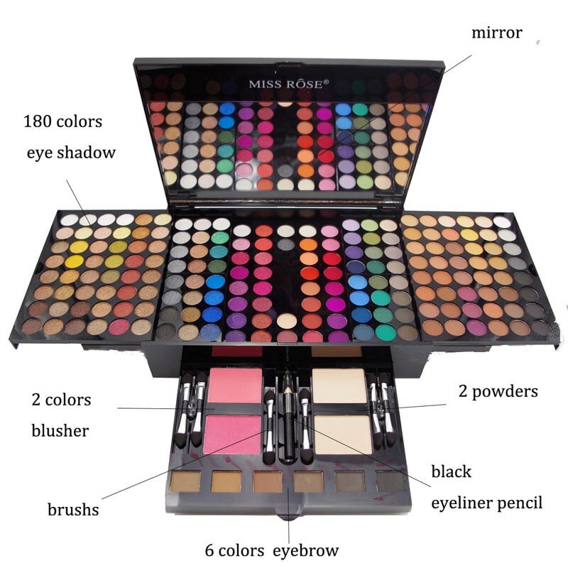 180 Colors Eyes Shadow Blush Set Personalized Piano-shaped Makeup Palette Box - Tiff's Treasures
