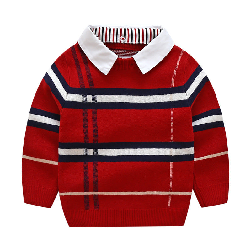 Boys plaid jacquard sweater - Tiff's Treasures
