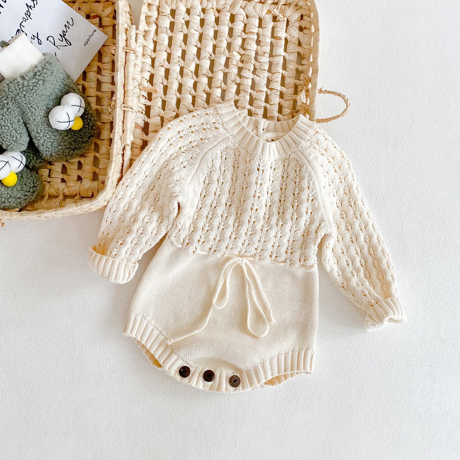 Girl Baby Knitted Hollow Waist Girdle Long Sleeves Harpy Dress Triangle - Tiff's Treasures