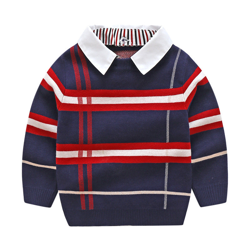 Boys plaid jacquard sweater - Tiff's Treasures