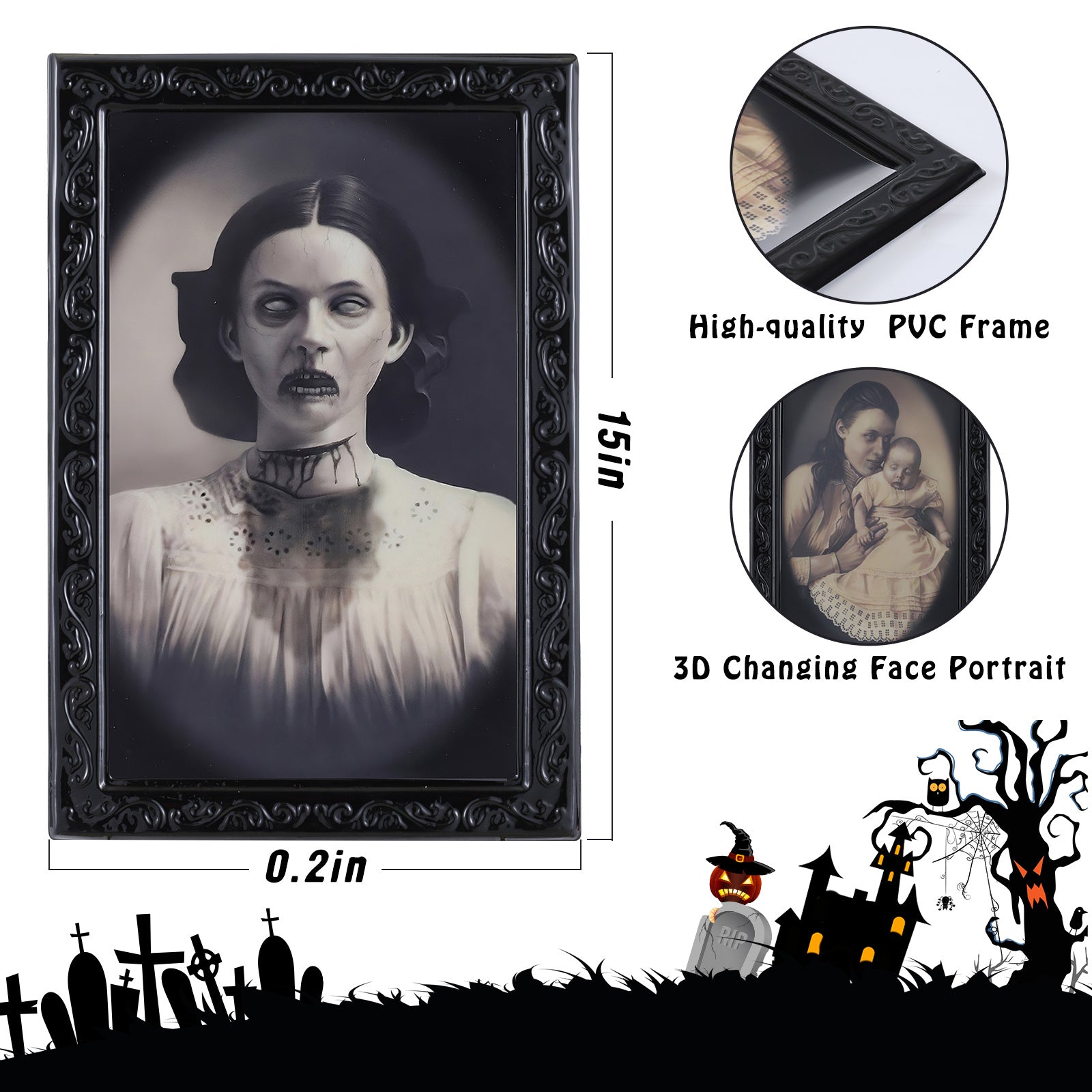 Halloween Decoration 3D Haunted Face Frame - Tiff's Treasures
