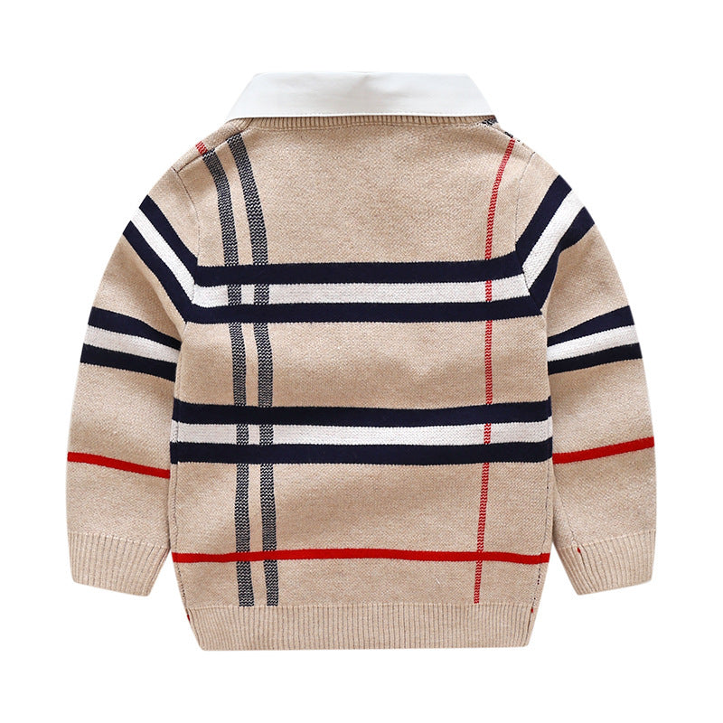 Boys plaid jacquard sweater - Tiff's Treasures