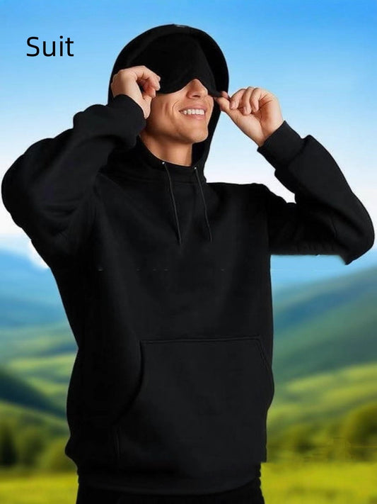 Solid‑Color Pullover Long‑Sleeve Sweater Suit Set (Top & Pants) for Men - Tiff's Treasures