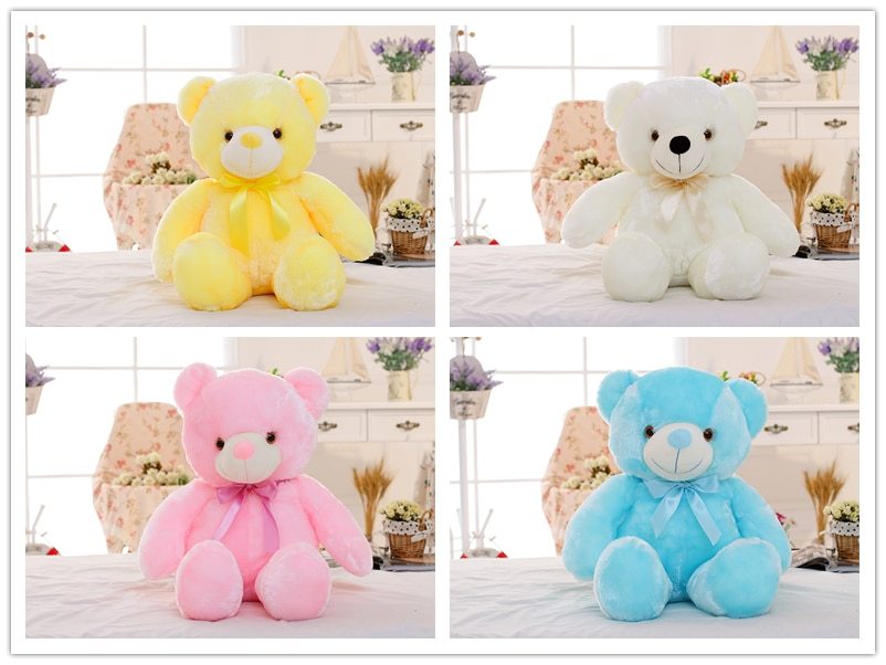 Creative Light Up LED Teddy Bear Stuffed Animals Plush Toy Colorful Glowing Christmas Gift For Kids Pillow - Tiff's Treasures