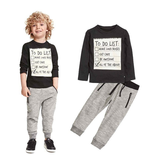 Kids Boys Clothing Set, Cotton Long Sleeves T-shirt Pants 2pcs Suit For 3-7 Years - Tiff's Treasures