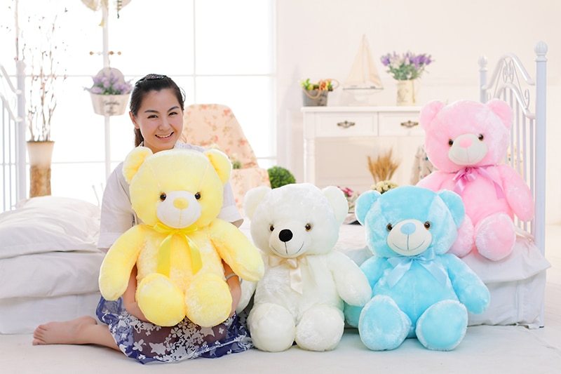 Creative Light Up LED Teddy Bear Stuffed Animals Plush Toy Colorful Glowing Christmas Gift For Kids Pillow - Tiff's Treasures