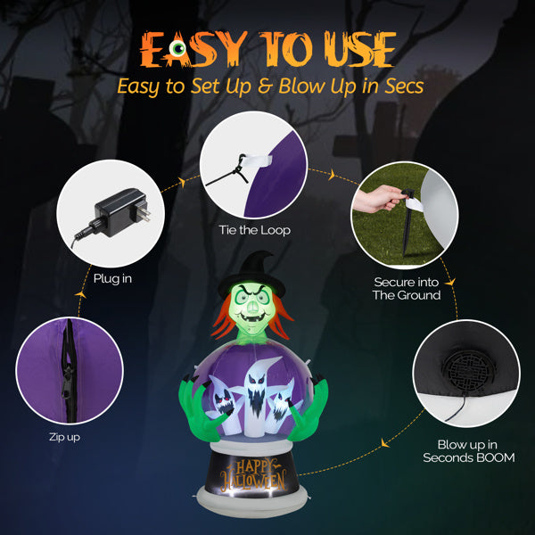 Witch Crystal Ball With LED Lights - Tiff's Treasures