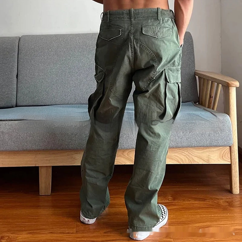 Men's Large Loose Pockets Wear-resistant Washing Paratrooper Pants - Tiff's Treasures