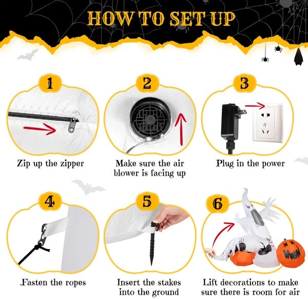 Ghost Spider Pumpkin 11.8 FT Halloween Inflatables Outdoor Decorations - Tiff's Treasures