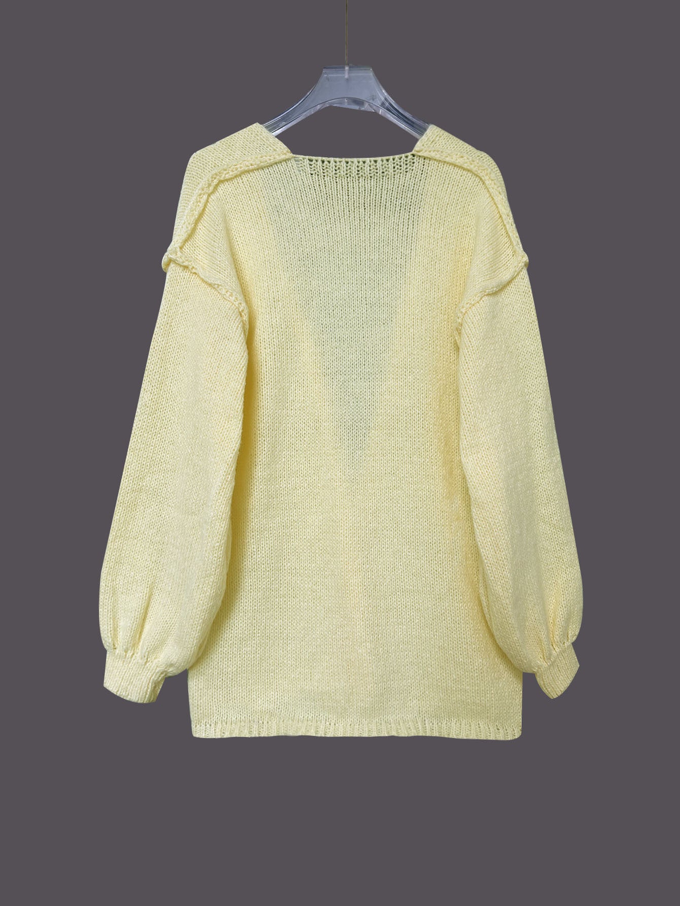 Autumn And Winter New Lantern Sleeve Outer Match Knitted Cardigan Women's Korean Style Lazy Style Bark Texture Sweater Baggy Coat - Tiff's Treasures