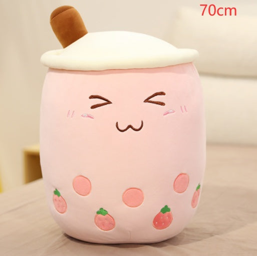 Cute Fruit Drink Plush Stuffed Soft Strawberry Milk Tea Plush Boba Tea Cup Toy Bubble Tea Pillow Cushion Kids Gift - Tiff's Treasures