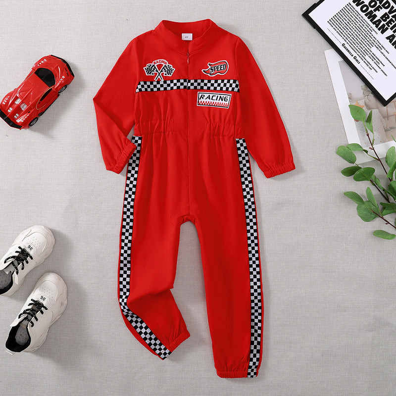 Toddler Girls Boys Racing Driver Jumpsuit, Racer Outfit, Halloween Christmas Carnival Party Race Car Driver Clothing Set - Tiff's Treasures