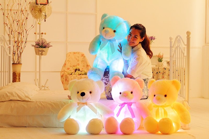 Creative Light Up LED Teddy Bear Stuffed Animals Plush Toy Colorful Glowing Christmas Gift For Kids Pillow - Tiff's Treasures