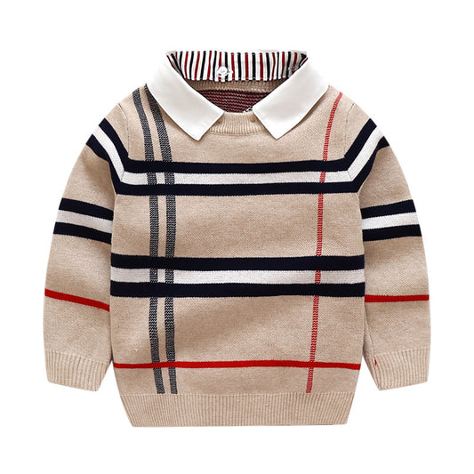 Boys plaid jacquard sweater - Tiff's Treasures