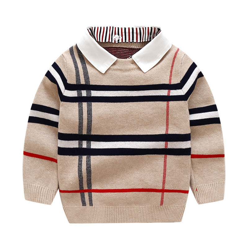 Boys plaid jacquard sweater - Tiff's Treasures