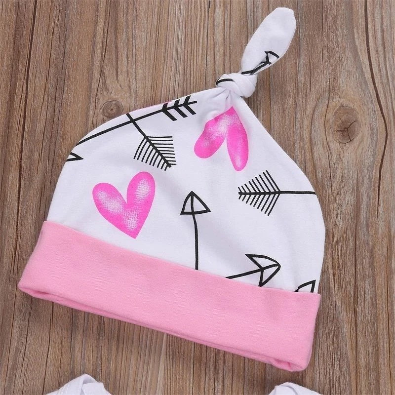 4PCS Newborn Kids Baby Girl Outfits Clothes Romper Bodysuit Pants Outfits Set - Tiff's Treasures