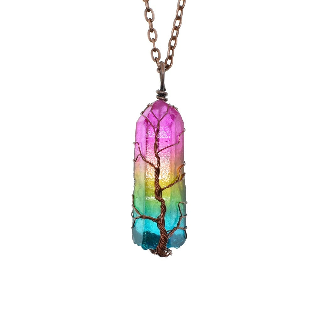 Crystal Pillar Tree of Life Pendant Necklace - Tiff's Treasures