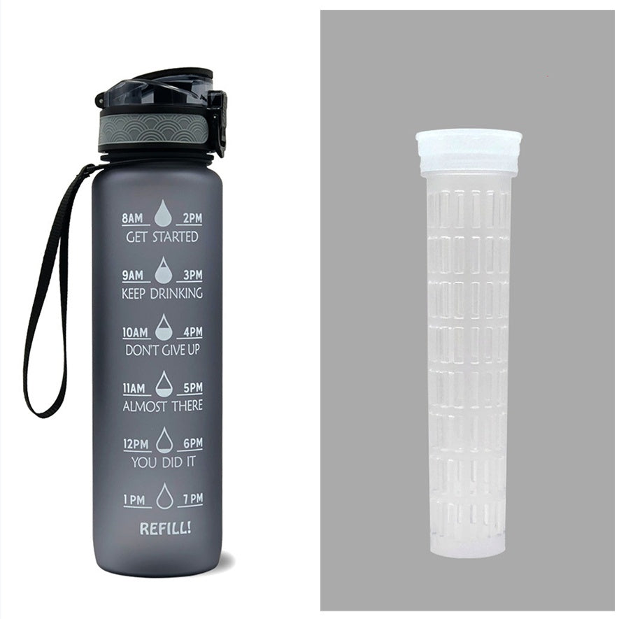 1L Tritan Water Bottle With Time Marker Bounce Cover Motivational Water Bottle Cycling Leakproof Cup For Sports Fitness Bottles - Tiff's Treasures