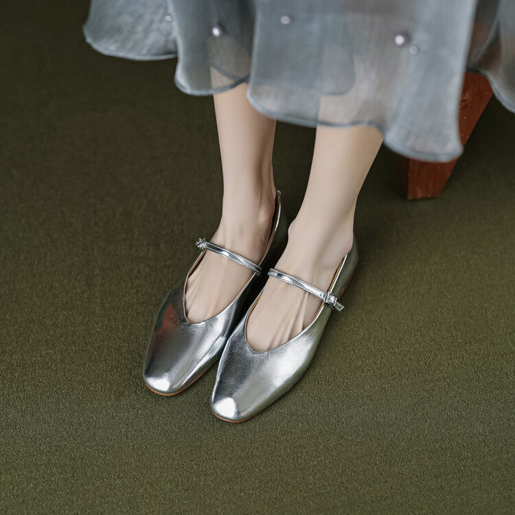 Women's Round Toe Shallow Mouth Flat Bottom Mary Jane Shoes - Tiff's Treasures
