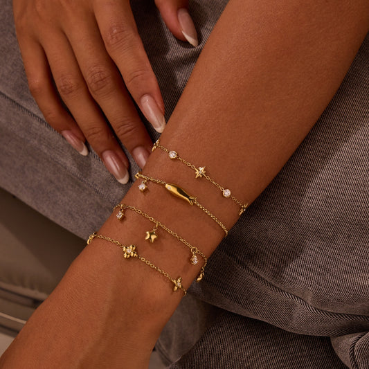 Titanium Steel Star Zircon Bracelet (18K Gold Plate) - Tiff's Treasures
