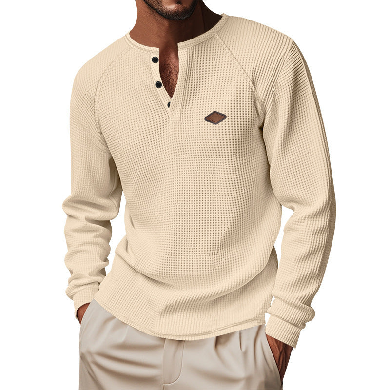 Waffle Buckle Quick-drying Raglan Henry Long Sleeve - Tiff's Treasures
