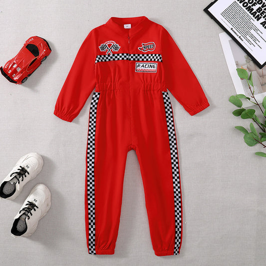 Toddler Girls Boys Racing Driver Jumpsuit, Racer Outfit, Halloween Christmas Carnival Party Race Car Driver Clothing Set - Tiff's Treasures
