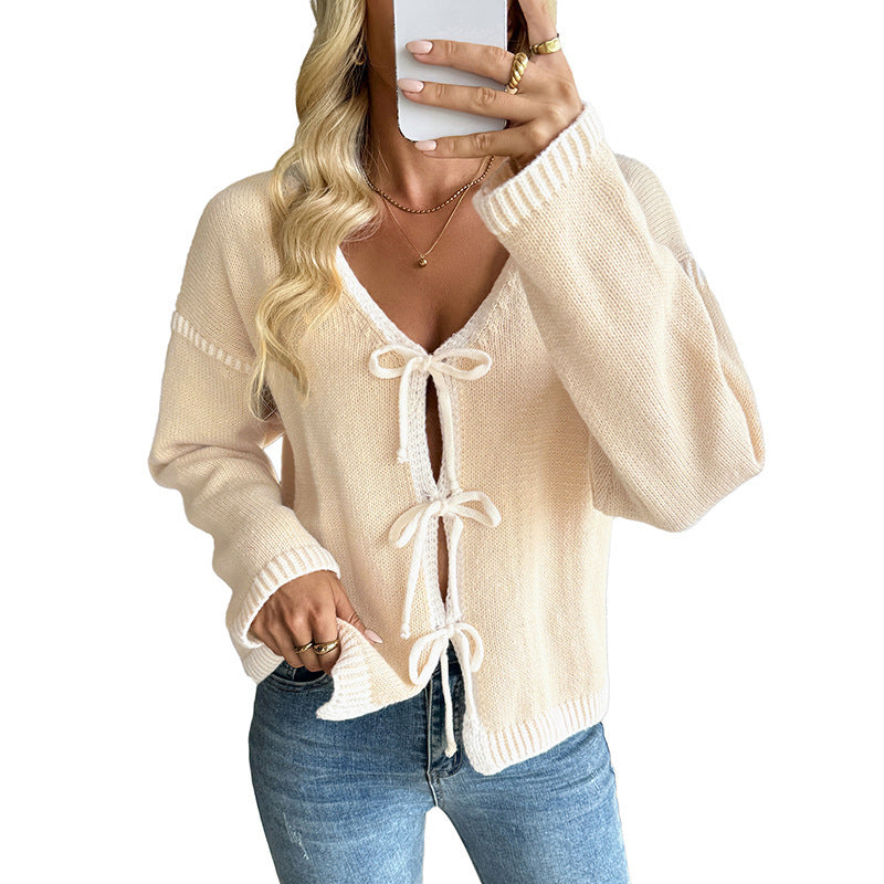 European And American Autumn And Winter Contrast Color Senior Series Chic Cardigan Knitted Sweater - Tiff's Treasures