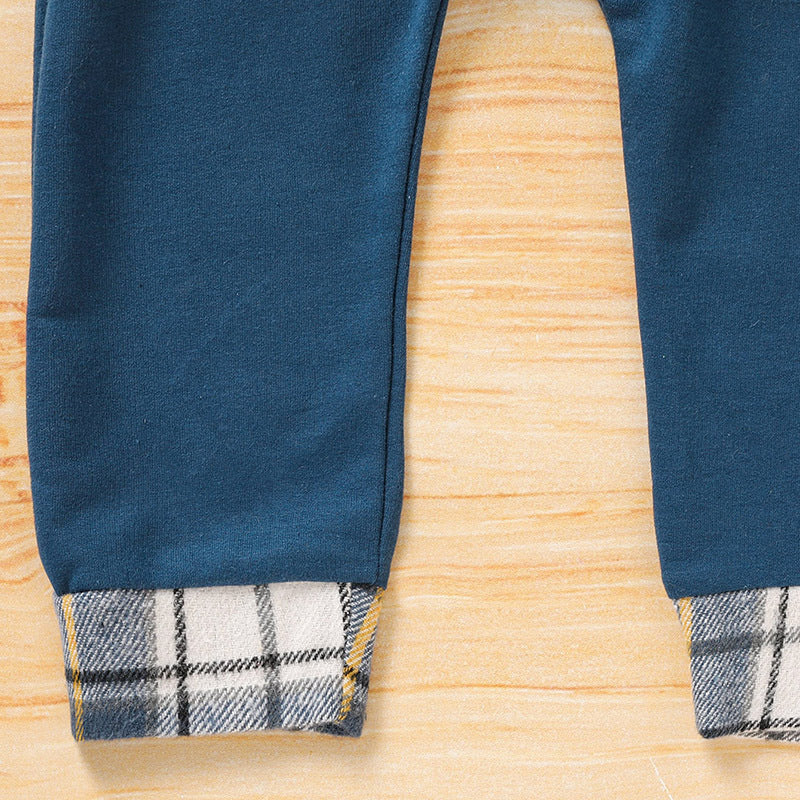 Toddler Baby Boy Clothes Plaid Long Sleeve Hoodie Sweatshirt & Pants 2pcs Boys Outfit Set - Tiff's Treasures
