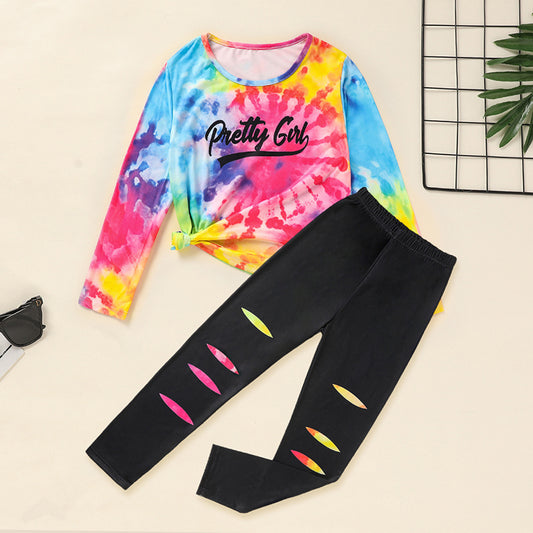 Toddler Girls' Spring Fall Outfit Set Pretty Girl Letter Print Long Sleeve Pullover Top & Matching Pants - Tiff's Treasures