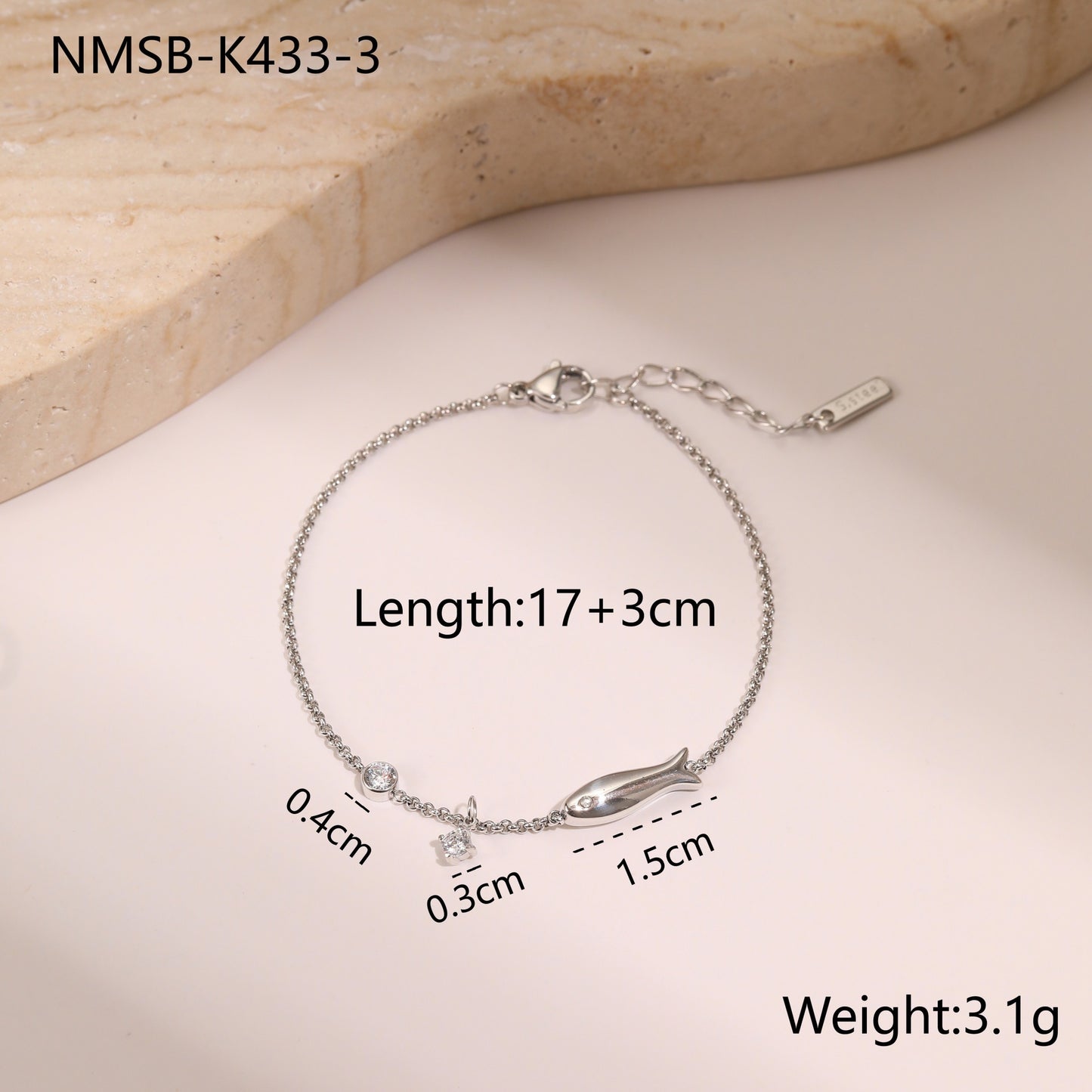 Titanium Steel Star Zircon Bracelet (18K Gold Plate) - Tiff's Treasures