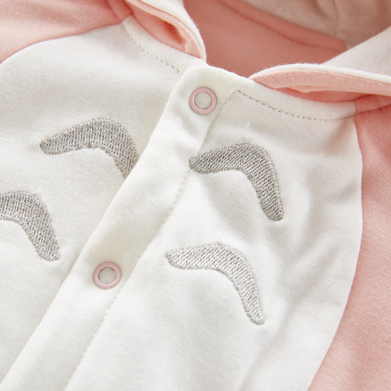 The new cotton padded cotton baby romper thickened chinchilla hooded cotton baby Onesies newborn go climbing clothes - Tiff's Treasures