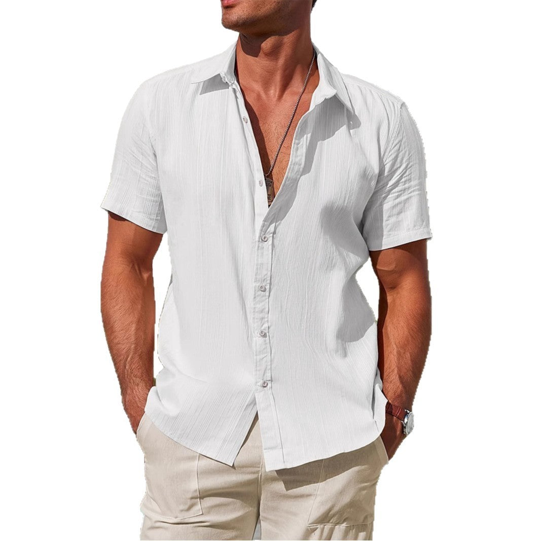 Men’s Summer Vacation Shirt – Casual European & American Style Short Sleeve Button-Up - Tiff's Treasures