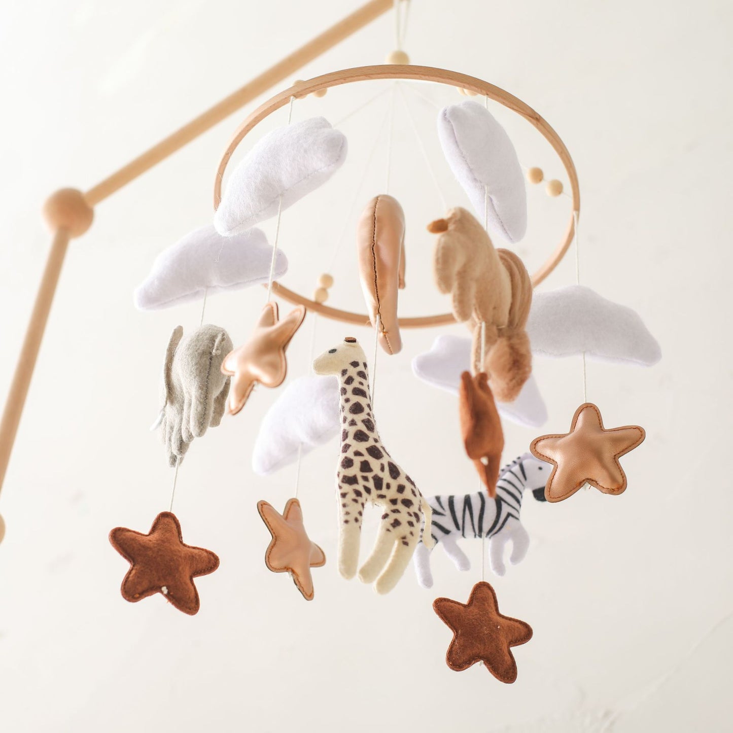 Room Hand-eye Coordination Decoration Wind Chimes Crib Felt Forest Animal Cloud Moon Bed Bell - Tiff's Treasures