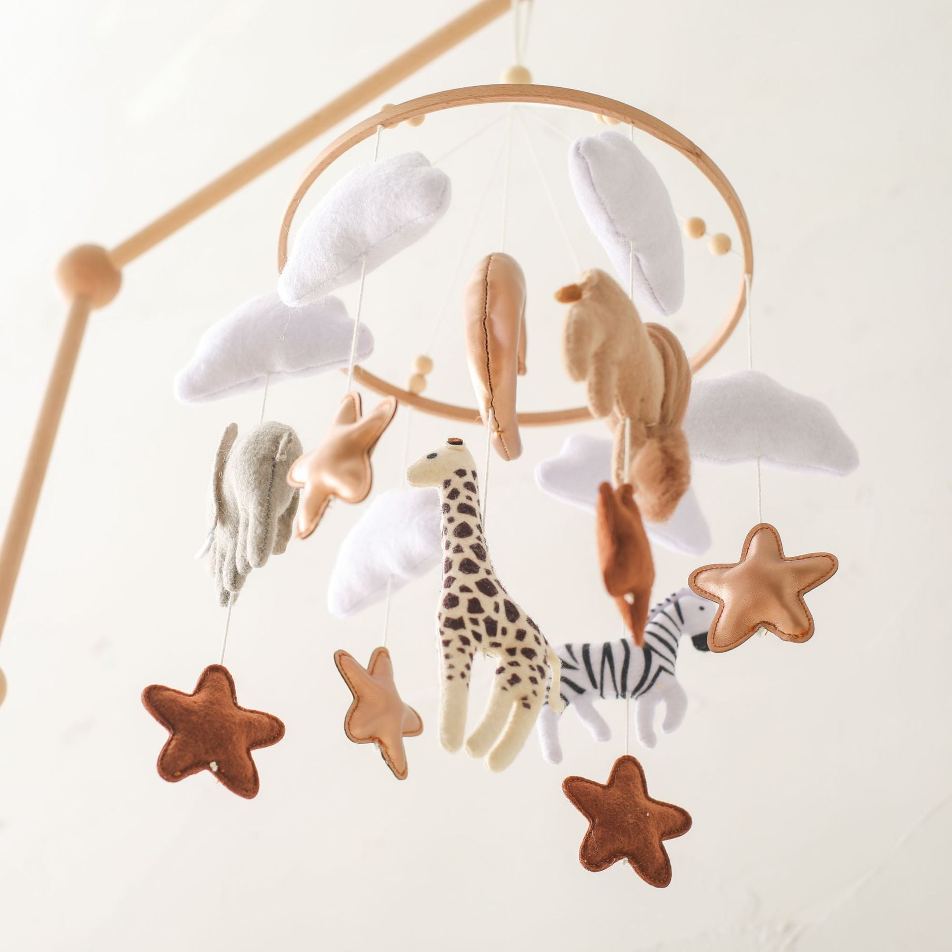 Room Hand-eye Coordination Decoration Wind Chimes Crib Felt Forest Animal Cloud Moon Bed Bell - Tiff's Treasures